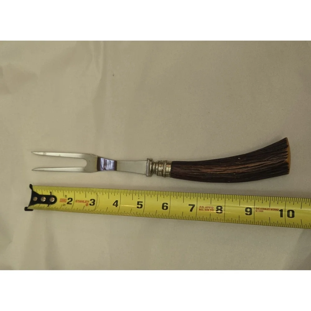 Vtg Washington Forge 2 Prong Carving Fork With Faux Antler Handle Stainless 10